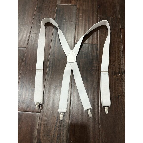 Vintage Elastic Suspenders White One Size Adjustable Clip On Formal Wear Retro - Picture 3 of 6